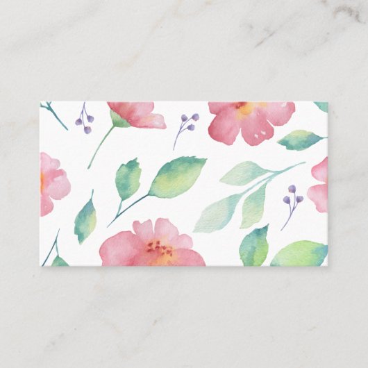 Carte de visite - impression d'aquarelle florale (Devant)