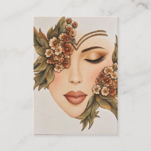 Carte De Visite Impression d'art originale de femme florale terreu