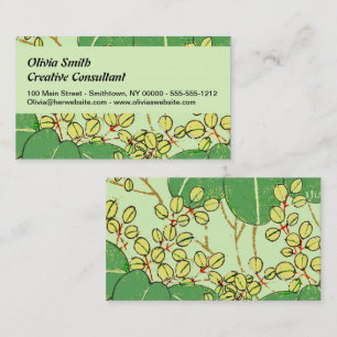Carte De Visite Impression de bloc de bois de feuille verte botani