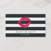 Carte De Visite Impression de la lèvre en bande noire et blanche (Devant)