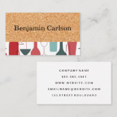 Carte De Visite Impression de liège | Bouteilles de verres à vin (Devant / Derrière)