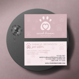 Carte De Visite Impression de logo de patte Toilettage d'animaux d