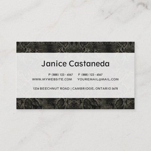 Carte De Visite Impression de serpent noir (Dos)