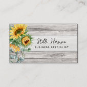 Carte De Visite Impression de tournesol en bois rustique (Devant)