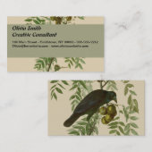 Carte De Visite Impression d'oiseau Grackle Violet d'Audubon Botan (Devant / Derrière)