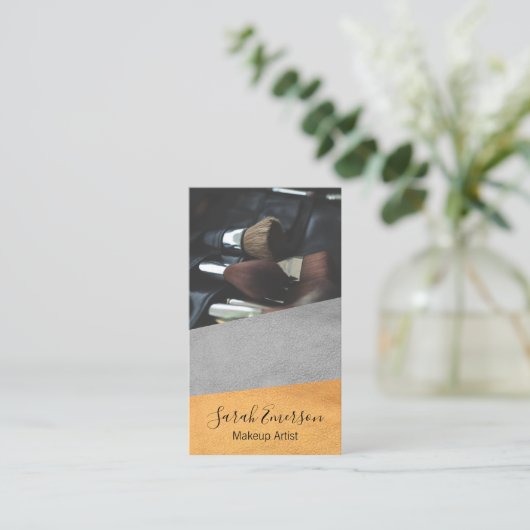 Carte De Visite Impression en cuir Faux | Bloc couleur mode (Debout devant)