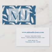 Carte De Visite Impression en plumes blanches sur bleu denim (Devant / Derrière)