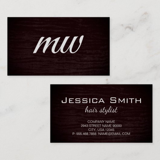 Carte De Visite Impression Faux Velvet avec Monogramme (Devant / Derrière)