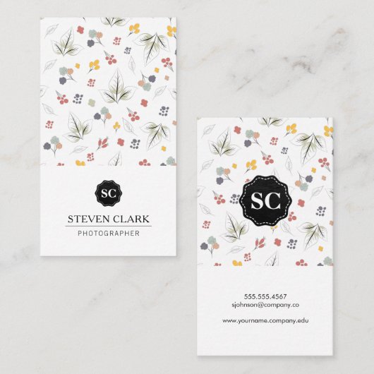 Carte De Visite Impression florale (Devant / Derrière)