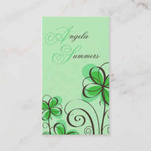 Carte De Visite Impression florale de croquis - vert
