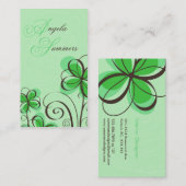 Carte De Visite Impression florale de croquis - vert (Devant / Derrière)