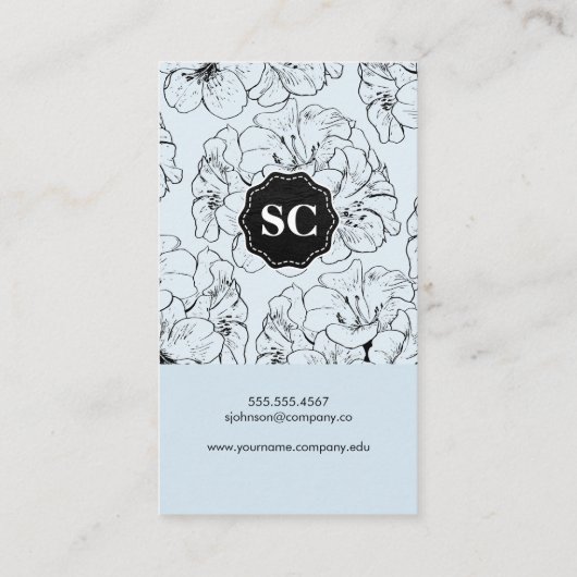 Carte De Visite Impression florale / Monogramme (Dos)