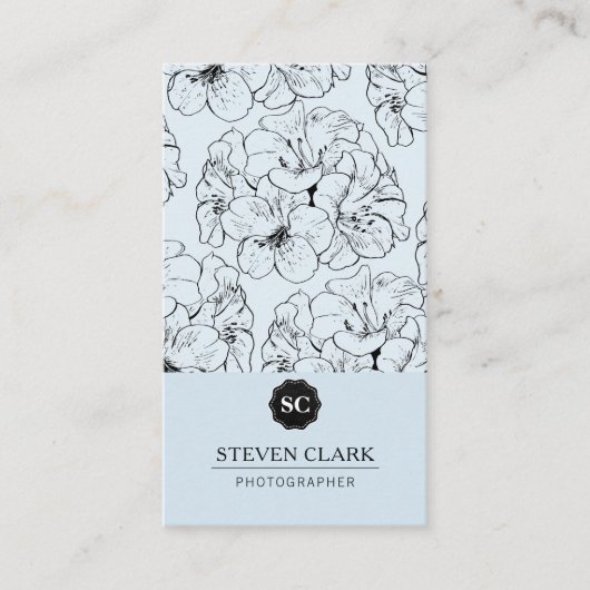 Carte De Visite Impression florale / Monogramme (Devant)