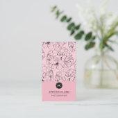 Carte De Visite Impression florale / Monogramme (rose) (Debout devant)
