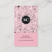 Carte De Visite Impression florale / Monogramme (rose) (Dos)