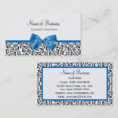 Carte De Visite Impression Jaguar Gris Chic Avec Bow Bleu Cobalt (Devant / Derrière)