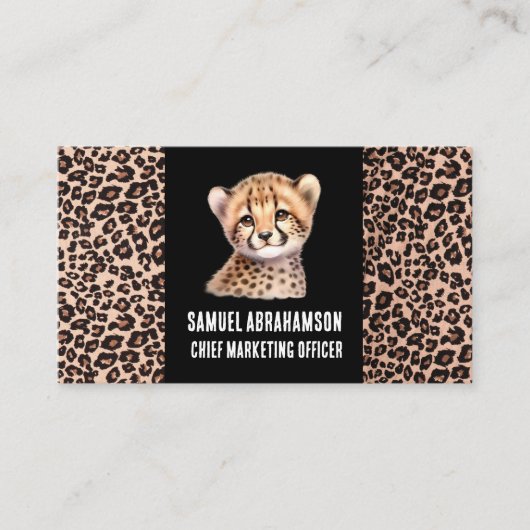 Carte De Visite Impression léopard Kawaii Premier (Devant)