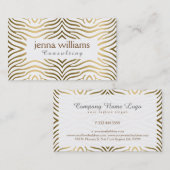 Carte De Visite Impression moderne de Zèbre blanc et or (Devant / Derrière)