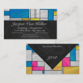 Carte De Visite Impression Mondrial jaune rose (Devant / Derrière)