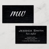 Carte De Visite Impression noire Faux Velvet avec Monogramme (Devant / Derrière)