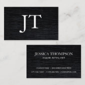 Carte De Visite Impression noire Faux Velvet avec Monogramme (Devant / Derrière)