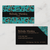 Carte De Visite Impression noire turquoise (Devant / Derrière)