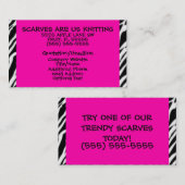 Carte De Visite Impression rose chaud et zèbre (Devant / Derrière)