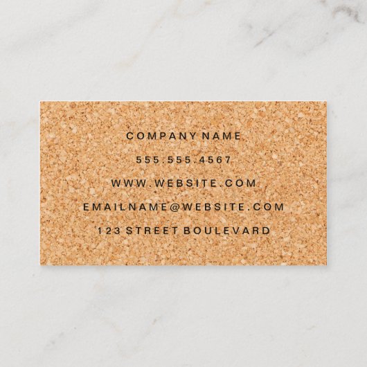 Carte De Visite Impression simple en liège (Dos)