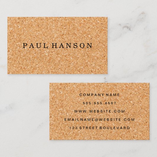 Carte De Visite Impression simple en liège (Devant / Derrière)