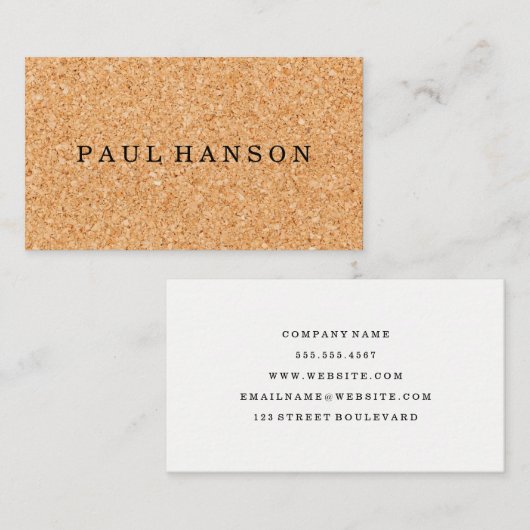 Carte De Visite Impression simple en liège (Devant / Derrière)