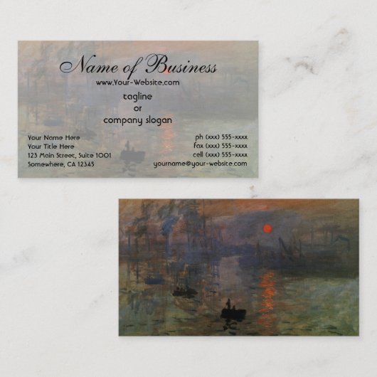 Carte De Visite Impression, Soleil levant par Claude Monet (Devant / Derrière)