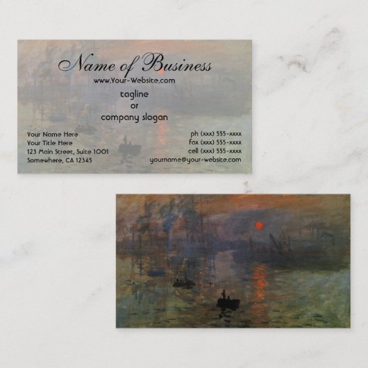 Carte De Visite Impression, soleil levant par Claude Monet (Devant / Derrière)