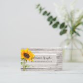 Carte De Visite Impression sur bois rustique Tournesol (Debout devant)