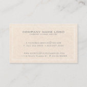 Carte De Visite Impression textuelle en lin crème simple (Dos)