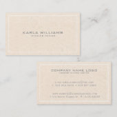 Carte De Visite Impression textuelle en lin crème simple (Devant / Derrière)