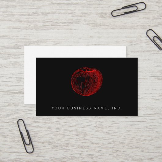 Carte De Visite Impression typographique rouge Apple d'Apple de (Devant/Arrière en situation)