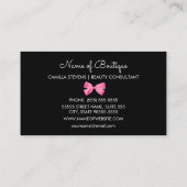 Carte De Visite Impression Zebra À La Mode Avec Boutique Chic Bow  (Dos)