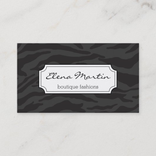 Carte De Visite Impression Zebra | gris foncé (Devant)