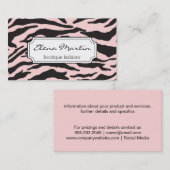Carte De Visite Impression Zebra (rose) (Devant / Derrière)