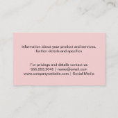 Carte De Visite Impression Zebra (rose) (Dos)