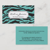 Carte De Visite Impression Zebra | TURQUOISE (Devant / Derrière)