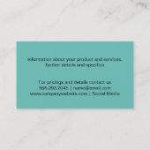 Carte De Visite Impression Zebra | TURQUOISE (Dos)