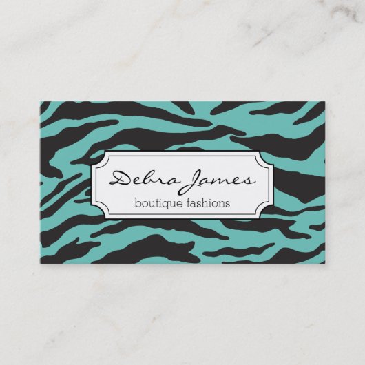 Carte De Visite Impression Zebra | TURQUOISE (Devant)