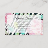 Carte De Visite Impression Zèbre Chic Avec Fille Rose Floral (Dos)