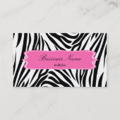 Carte De Visite Impression Zèbre noir et blanc avec rose chaud (Dos)