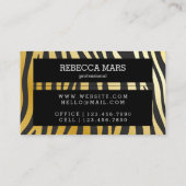 Carte De Visite Impression zèbre noir et or (Dos)