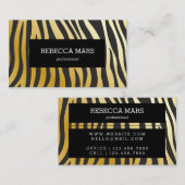 Carte De Visite Impression zèbre noir et or (Devant / Derrière)