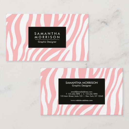 Carte De Visite Impression Zèbre rose (Devant / Derrière)
