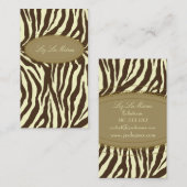 Carte De Visite Impression zèbre stylée, olive + chocolat (Devant / Derrière)