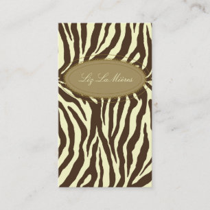 Carte De Visite Impression zèbre stylée, olive + chocolat